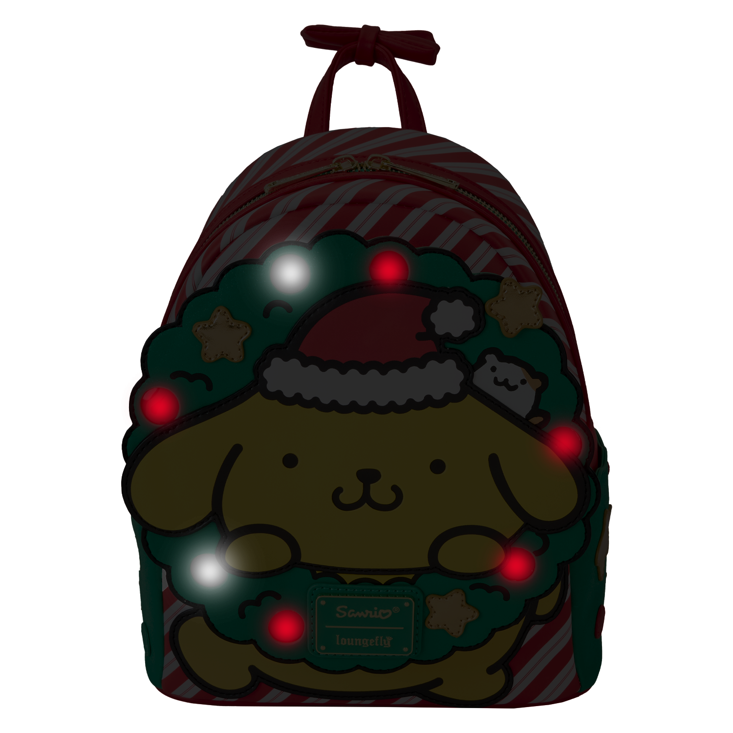 SANBK0545-LFSANRIOPOMPOMPURINHOLIDAYWREATHMINIBACKPACK0578GLOW_png